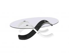 Table basse bicolore INFINITY II - Verre trempé - Coloris noir et blanc