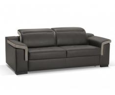 Canapé 3 places rapido convertible express cuir luxe HIPPIAS - Bicolore Gris / Anthracite