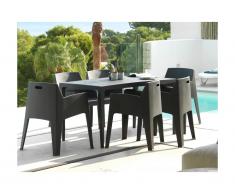 Salle à manger de jardin SOROCA: Table + 6 chaises - Polypropylène - Anthracite