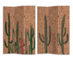 Paravent imprimé cactus 3 pans CACTO - MDF - H. 180 x L. 120 cm - multicolore