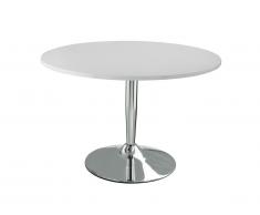 Table à manger JELILA - 4 couverts - MDF laqué blanc et métal chromé