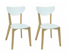Lot de 2 chaises scandinaves KATERINA - MDF & Bois - Blanc