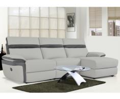 Canapé d'angle relax en simili et microfibre MERCUTIO - Gris clair et bandes anthracites - Angle droit