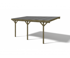 Carport pergola simple adossé en bois - avec toit en PVC - 1 voiture - 15 m² - HELENE