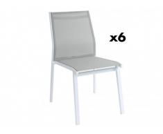 Lot de 6 chaises de jardin empilables PALAOS en aluminium et textilène - Gris