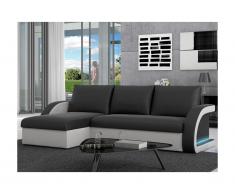 Canapé d'angle convertible et réversible en simili à leds CORNEILLE - Bicolore noir/blanc