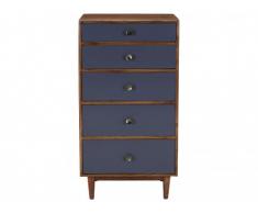 Chiffonnier 5 tiroirs TYLIN - Bois acacia et gris