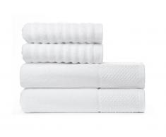 Lot de 2 serviettes de toilette 70x140cm + 2 serviettes de toilette 50x90cm en coton biologique ANNABA - Blanc