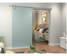Porte coulissante en applique CLEAVER - H205 x L93 cm - Verre trempé