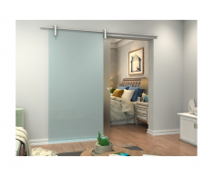 Porte coulissante en applique CLEAVER - H205 x L93 cm - Verre trempé