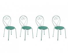 Lot de 4 chaises de jardin empilables en métal façon fer forgé GUERMANTES - Vert