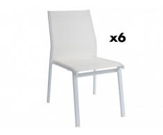 Lot de 6 chaises de jardin empilables PALAOS en aluminium et textilène - Blanc