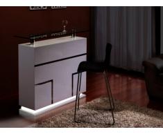 Meuble de Bar LUMINESCENCE - MDF laqué blanc & verre trempé 12 mm - LEDs