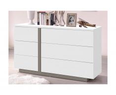 Commode NAPOLI - 6 tiroirs - Blanc et gris