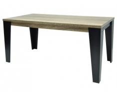 Table à manger HADIA - 6 couverts - Coloris Chêne et Noir