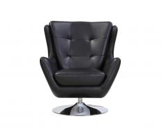Fauteuil pivotant en cuir ANABA - Noir