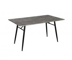 Table à manger SIBELLE - 6 couverts - MDF & Métal Noir - Coloris : Béton