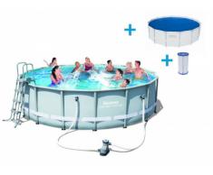 Pack Piscine CUBA II 488cm + bâche solaire et cartouches pour filtre