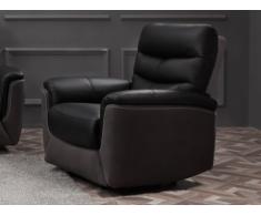 Fauteuil relax électrique en cuir et tissu GALWAY - Noir et anthracite