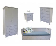 Pack CHAMBRE enfant Collection SANDRINE : Lit en 90x190cm, chevet, commode, armoire