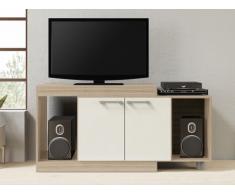 Meuble TV extensible THIAGO - 2 portes & 2 niches - Chêne