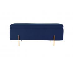 Banc coffre en velours HERVE - Bleu nuit