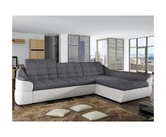 Canapé d'angle convertible en tissu et simili FAREZ - Bicolore gris et blanc - Angle droit