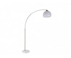 Lampadaire arc style rétro GLOBO - pied en marbre - H. 168 cm - Blanc