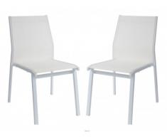Lot de 2 chaises de jardin empilables PALAOS en aluminium et textilène - Blanc
