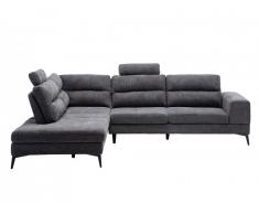 Canapé d'angle en tissu avec dossiers coulissants MIRAN - Gris - Angle gauche