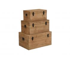 Lot de 3 malles CASAVAL en bois de sapin - Naturel - 3 tailles