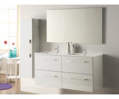 Ensemble IVANKA - meubles de salle de bain avec double vasque et miroir - Laqué blanc