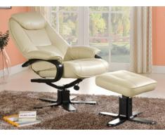 Fauteuil de relaxation et son repose pieds en simili DOCIA - Beige