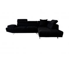 Canapé d'angle XL en tissu ROMAIN - Noir angle droit