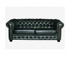 Canapé chesterfield 3 places BRENTON 100% cuir de buffle - Vert empire