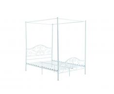 Lit à baldaquin LEYNA - 140x190cm - Métal - Blanc