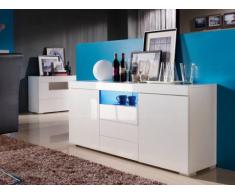 Buffet MERCURE - MDF laqué blanc - LEDs - 2 portes & 3 tiroirs