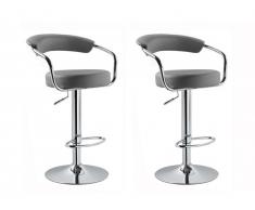 Lot de 2 tabourets de bar CANASTA - Gris