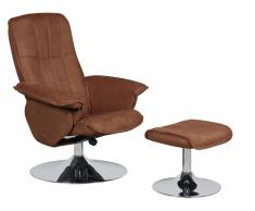 Fauteuil de relaxation et son repose pieds MIMOSA en microfibre - Caramel