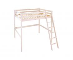 Lit mezzanine GEDEON - 140 x 190 cm - Pin massif - Blanchi