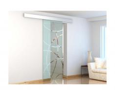 Porte coulissante en applique HEIDI - H205 x L83 cm - Verre trempé