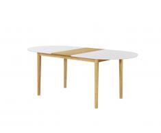 Table à manger extensible ELVINE - 4 à 6 couverts - MDF - Blanc & Naturel