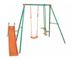 Portique en acier WIGGLY - 1.96m - 2 agrès et 1 toboggan