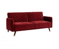 Canapé 3 places convertible clic-clac en velours JORIS - Rouge
