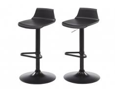 Lot de 2 tabourets de bar CALAS - Polypropylène - Coloris noir