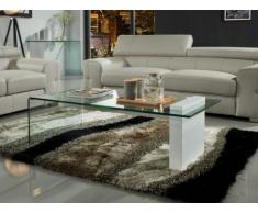 Table basse MANDY - Verre courbé & MDF laqué blanc