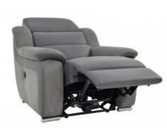 Fauteuil relax électrique en cuir et microfibre ARENA II - Gris/taupe