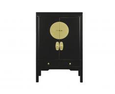 Armoire NANTONG - 2 portes & 2 tiroirs - L.105 cm - Bois de sapin - Noir