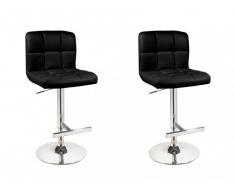 Lot de 2 tabourets de bar CAMERON - Cuir noir