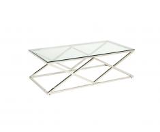 Table basse CHARLOTTE - Verre trempé et acier - Chromé